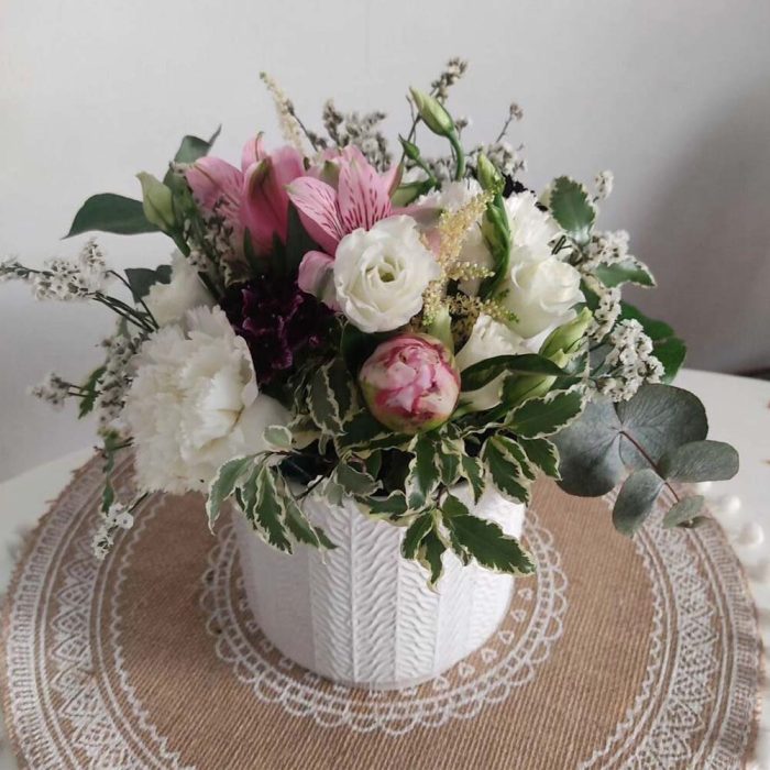 Composition florale Rose & Blanc