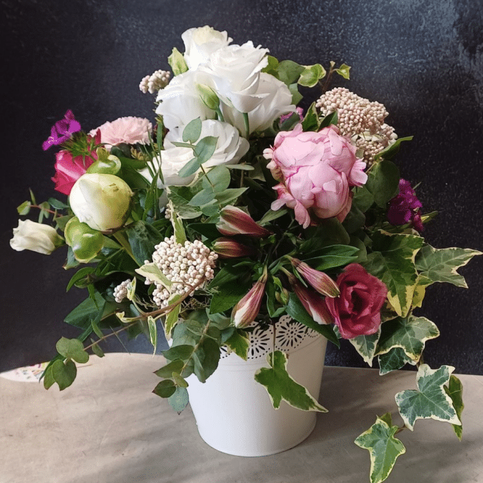 Composition florale Rose & Blanc